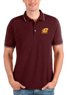 Antigua Central Michigan Chippewas Mens Maroon Affluent Short Sleeve Polo