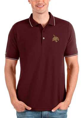 Antigua Texas State Bobcats Mens Maroon Affluent Short Sleeve Polo
