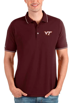 Antigua Virginia Tech Hokies Mens Maroon Affluent Short Sleeve Polo