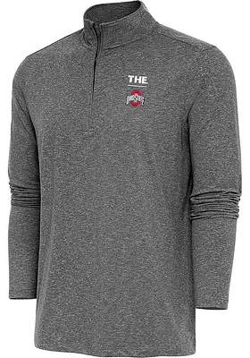 Antigua Ohio State Buckeyes Mens Black THE Logo Hunk Long Sleeve 1/4 Zip Pullover