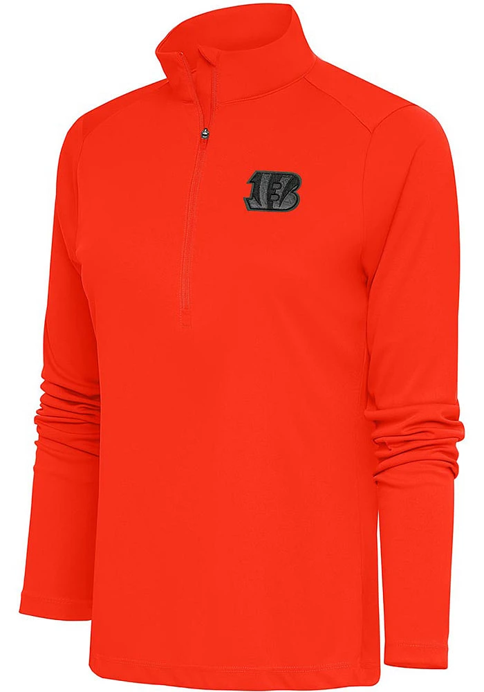 Antigua Cincinnati Womens Orange Tonal Logo Tribute 1/4 Zip Pullover