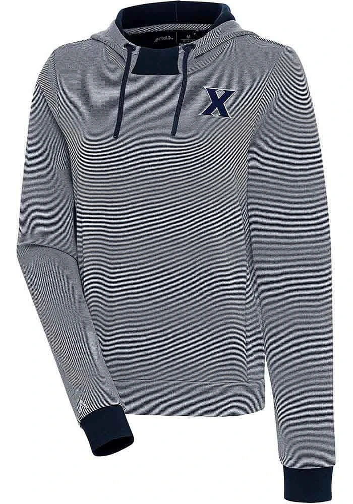 Antigua Xavier Musketeers Womens Navy Blue Axe Bunker Hooded Sweatshirt