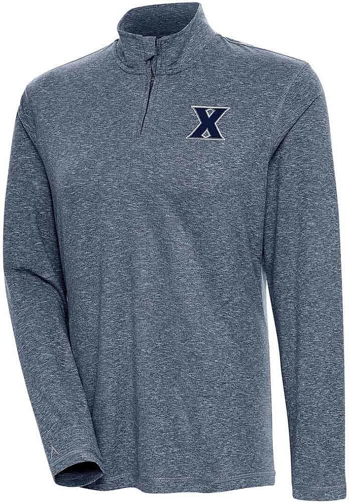 Antigua Xavier Musketeers Womens Navy Blue Confront Qtr Zip Pullover