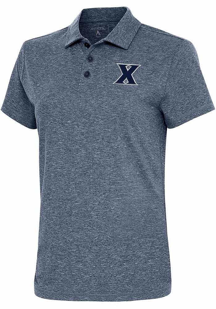 Antigua Xavier Musketeers Womens Navy Blue Motivated Short Sleeve Polo Shirt