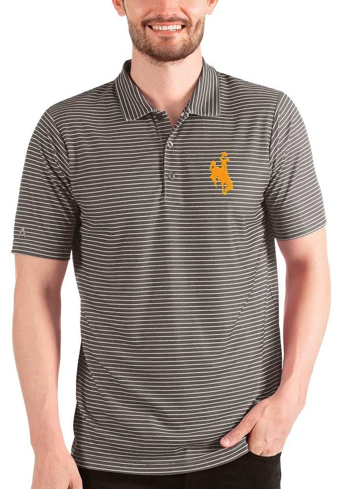 Antigua Wyoming Cowboys Mens Brown Esteem Short Sleeve Polo