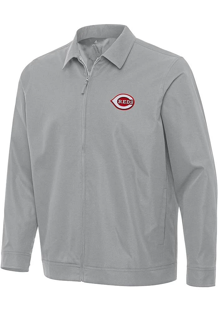 Antigua Cincinnati Reds Mens Grey Pivot Light Weight Jacket