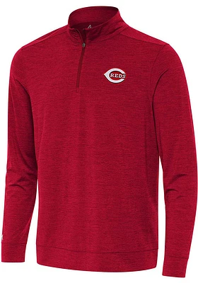 Antigua Cincinnati Reds Mens Bright Long Sleeve Qtr Zip Pullover