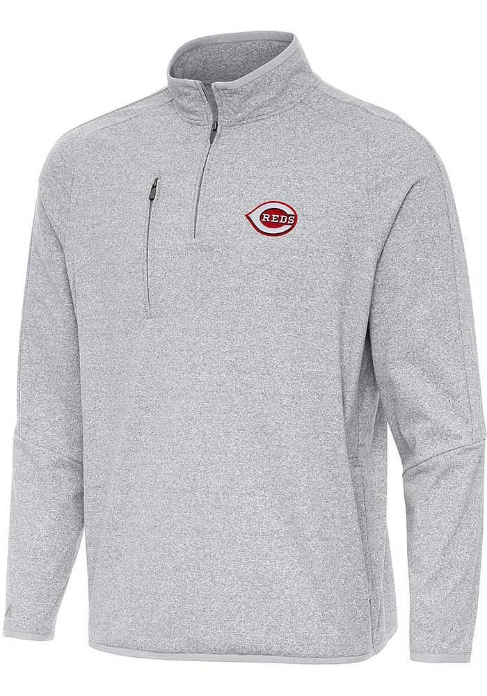 Antigua Cincinnati Reds Mens Certain Long Sleeve Qtr Zip Pullover