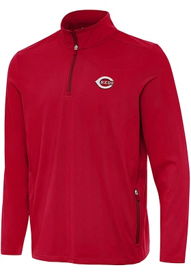 Antigua Cincinnati Reds Mens Perilous Long Sleeve Qtr Zip Pullover