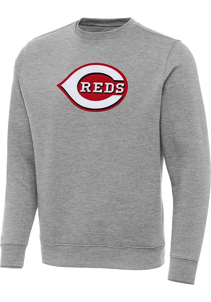 Antigua Cincinnati Reds Mens Full Front Victory Big and Tall Crew Sweatshirt