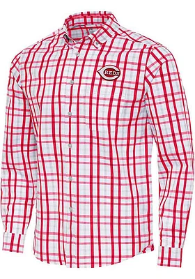 Antigua Cincinnati Reds Mens Tending Long Sleeve Dress Shirt