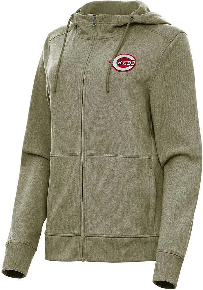 Antigua Cincinnati Reds Womens Olive Seeker Light Weight Jacket