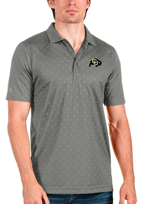 Antigua Colorado Buffaloes Mens Grey Spark Short Sleeve Polo