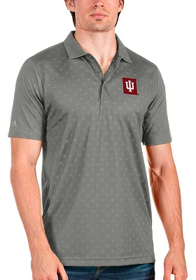 Antigua Indiana Hoosiers Mens Grey Spark Short Sleeve Polo