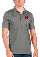 Antigua Nebraska Cornhuskers Mens Grey Spark Short Sleeve Polo
