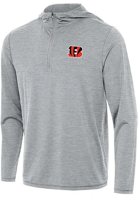 Antigua Cincinnati Bengals Mens Grey Tidy Long Sleeve 1/4 Zip Pullover