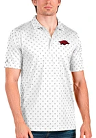 Antigua Arkansas Razorbacks Mens White Spark Short Sleeve Polo
