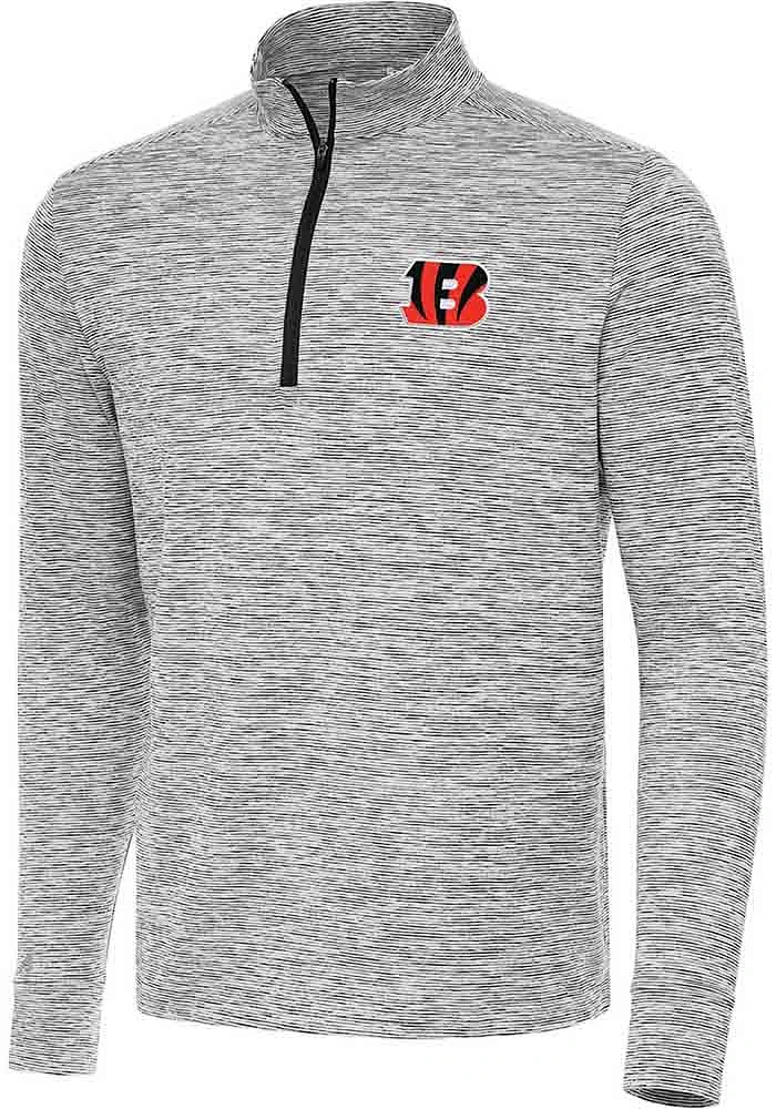 Antigua Cincinnati Bengals Mens Cause Long Sleeve Qtr Zip Pullover