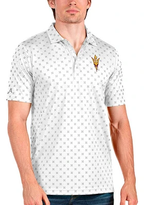 Antigua Arizona State Sun Devils Mens White Logo Spark Short Sleeve Polo