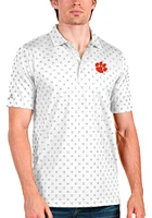 Antigua Clemson Tigers Mens White Spark Short Sleeve Polo