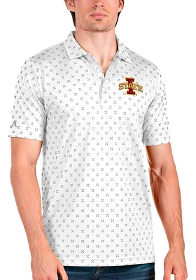 Antigua Iowa State Cyclones Mens White Spark Short Sleeve Polo