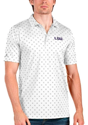 Antigua LSU Tigers Mens White Spark Short Sleeve Polo