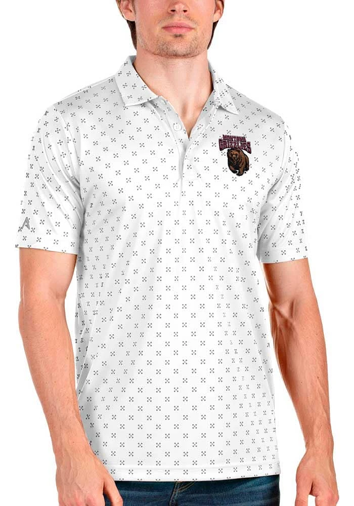 Antigua Montana Grizzlies Mens White Spark Short Sleeve Polo