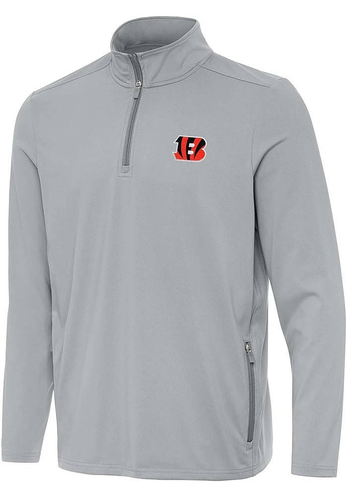 Antigua Cincinnati Bengals Mens Grey Perilous Long Sleeve 1/4 Zip Pullover