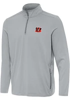 Antigua Cincinnati Bengals Mens Grey Perilous Long Sleeve Qtr Zip Pullover