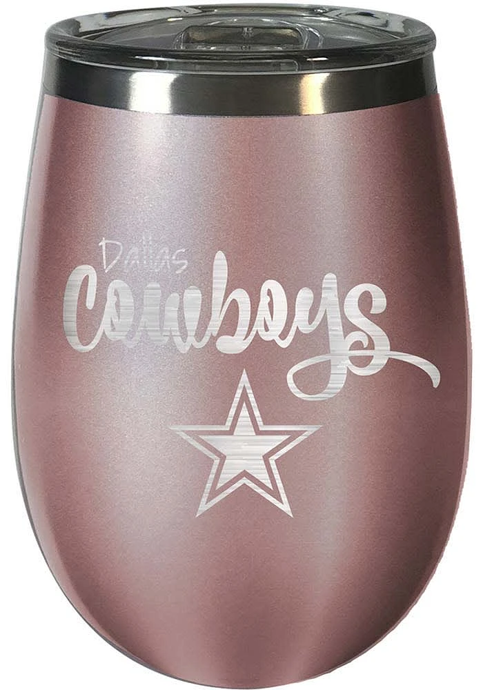 Dallas Cowboys Cursive 10oz Rose Gold Stemless Wine Stainless Steel Stemless