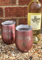 Dallas Cowboys Cursive 10oz Rose Gold Stemless Wine Stainless Steel Stemless