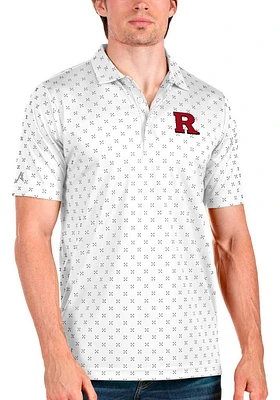 Antigua Rutgers Scarlet Knights Mens White Spark Short Sleeve Polo