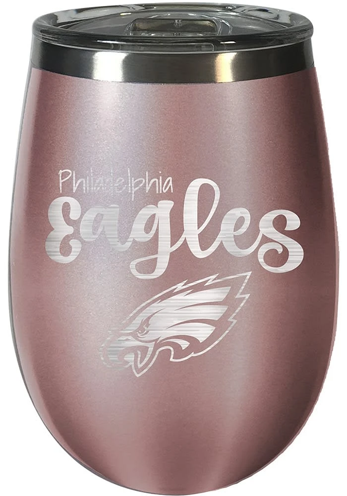 Philadelphia Eagles 10oz Rose Gold Stemless Wine Stainless Steel Stemless - Pink