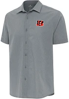 Antigua Cincinnati Bengals Mens Grey Activate Short Sleeve Dress Shirt