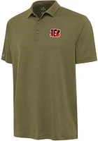 Antigua Cincinnati Bengals Mens Olive Reprocess Recycled Short Sleeve Polo