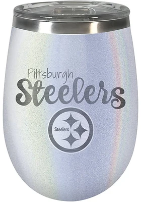 Pittsburgh Steelers 10oz Opal Script Logo Stainless Steel Stemless - White