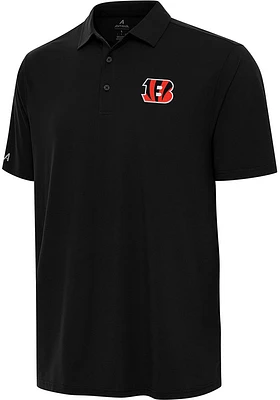 Antigua Cincinnati Bengals Mens Black Era Design Short Sleeve Polo