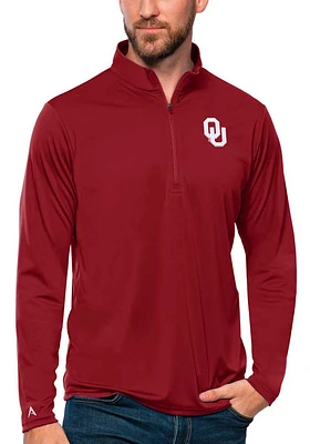 Antigua Oklahoma Sooners Mens Red Tribute Edition Long Sleeve Qtr Zip Pullover