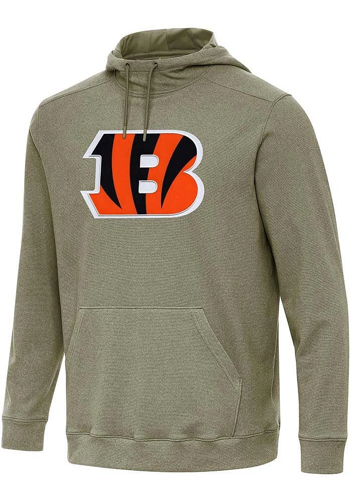 Antigua Cincinnati Bengals Mens Olive Full Front Alternate Cloud Long Sleeve Hoodie