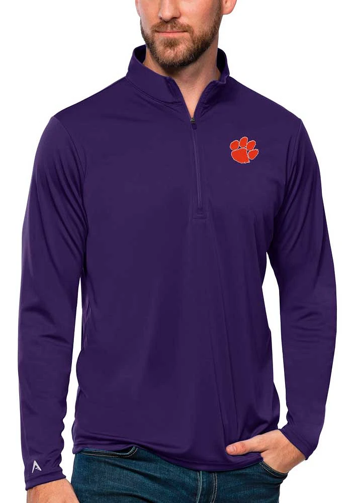 Antigua Clemson Tigers Mens Tribute Long Sleeve Qtr Zip Pullover