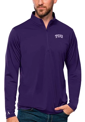 Antigua TCU Horned Frogs Mens Purple Tribute Long Sleeve Qtr Zip Pullover