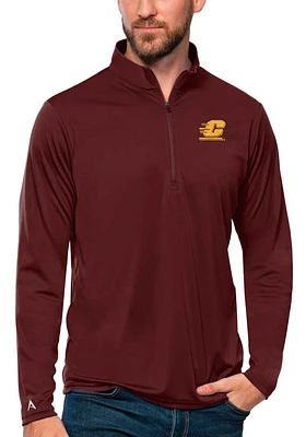 Antigua Central Michigan Chippewas Mens Maroon Tribute Long Sleeve Qtr Zip Pullover