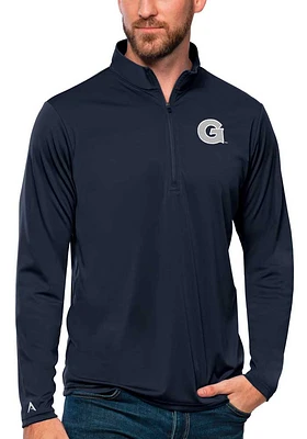 Antigua Georgetown Hoyas Mens Navy Blue Tribute Long Sleeve Qtr Zip Pullover