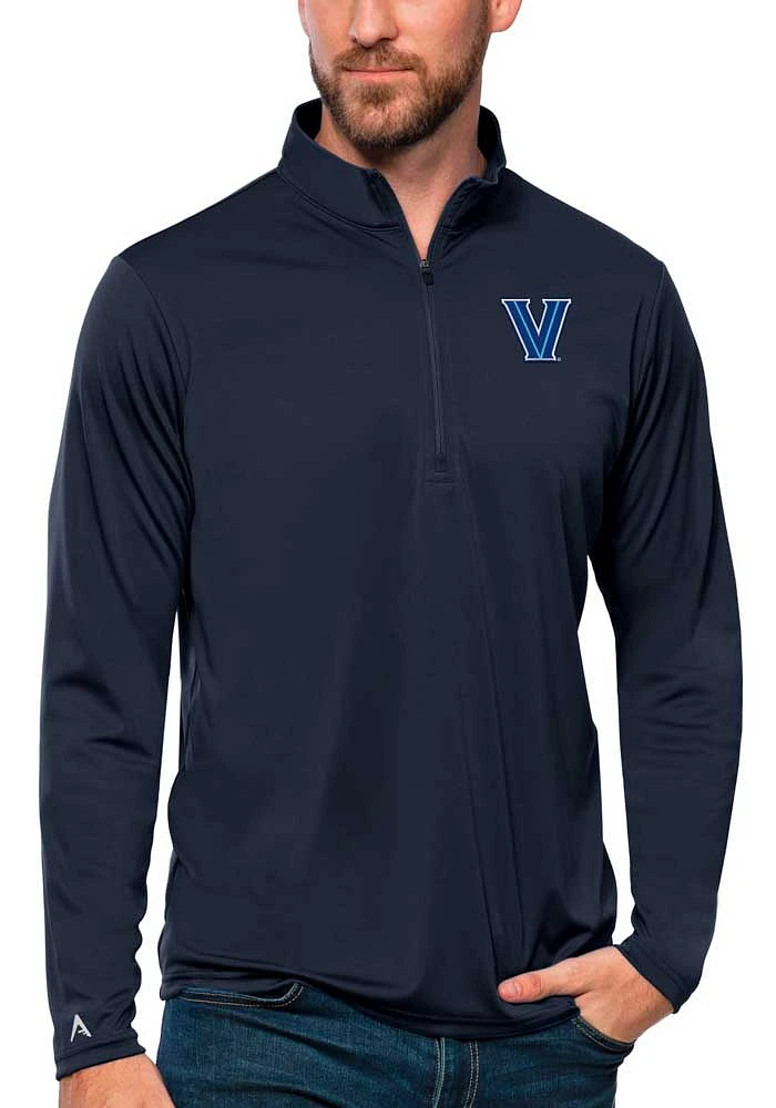 Antigua Villanova Wildcats Mens Navy Blue Tribute Long Sleeve Qtr Zip Pullover