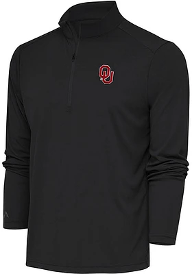 Antigua Oklahoma Sooners Mens Grey Tribute Long Sleeve Qtr Zip Pullover