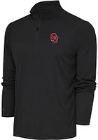 Antigua Oklahoma Sooners Mens Grey Tribute Long Sleeve Qtr Zip Pullover