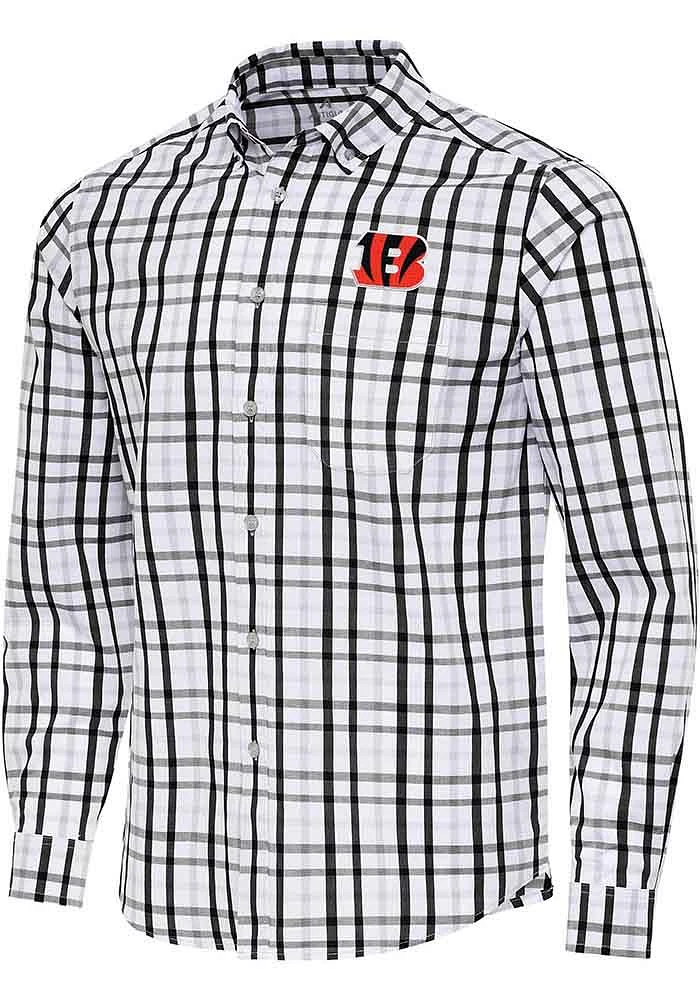 Antigua Cincinnati Bengals Mens Black Tending Long Sleeve Dress Shirt