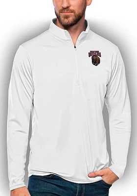 Antigua Montana Grizzlies Mens White Tribute Long Sleeve Qtr Zip Pullover