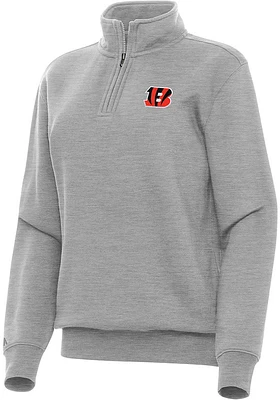 Antigua Cincinnati Bengals Womens Grey Victory 1/4 Zip Pullover