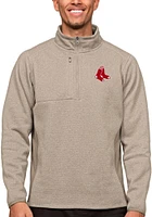 Antigua Boston Red Sox Mens Oatmeal Course Long Sleeve Qtr Zip Pullover